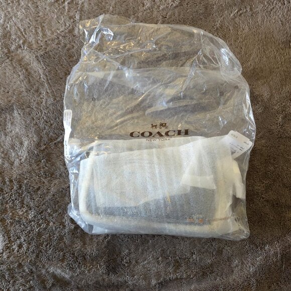 Coach Nolita 19 Shearling Pebble Leather Wristlet Bag Slate Blue Chain Strap NWT - Picture 4 of 16